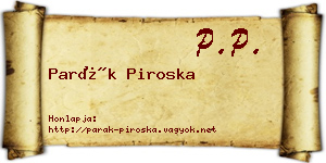 Parák Piroska névjegykártya
